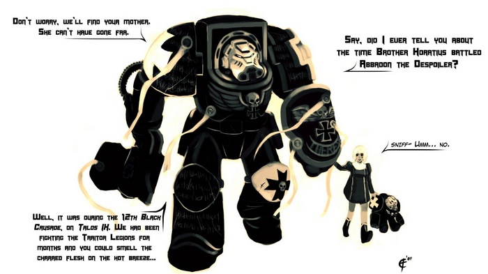 Warhammer 40,000 Space Marine and Girl