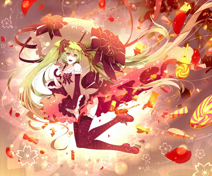 Hatsune Miku with Candies and Umbrella