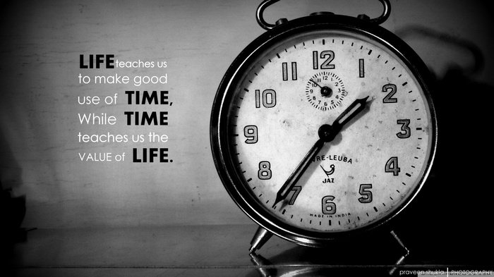 Quote about life and time with a clock