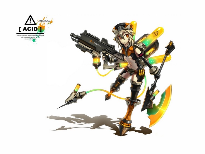 Anime girl with acid-themed weapon