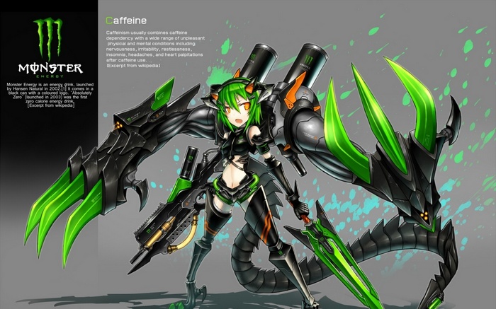 Monster Energy Anime Girl with Mechanical Wings