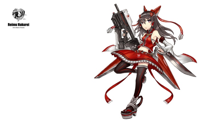 Reimu Hakurei with Gun and Sword