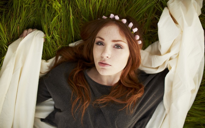 Danielle Victoria with Flower Wreath in Grass