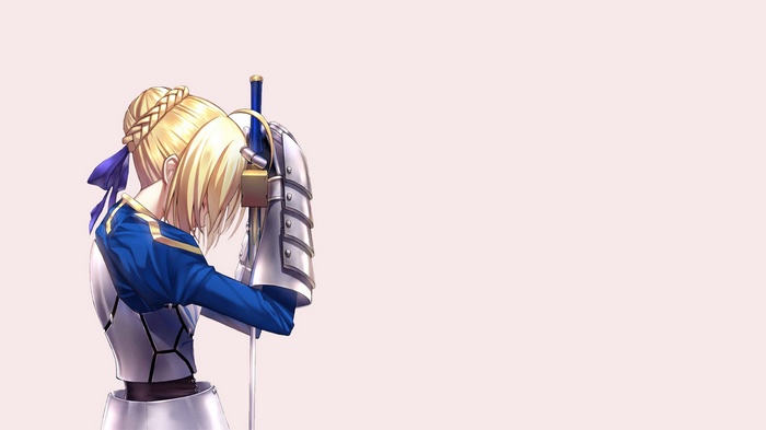 Saber from Fate Series holding her sword