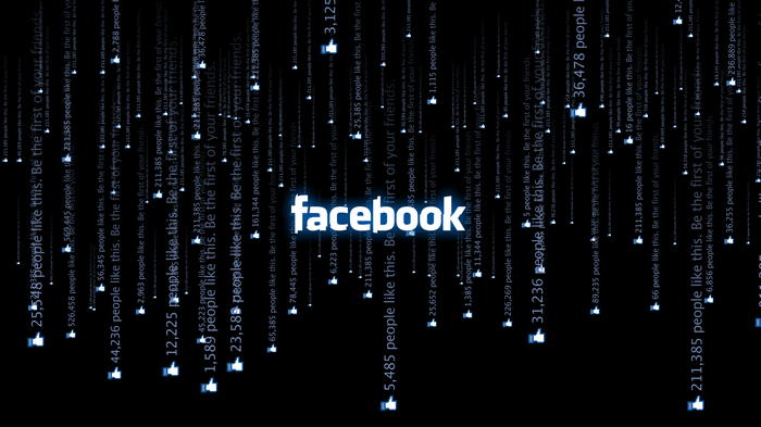 Facebook logo with social media statistics