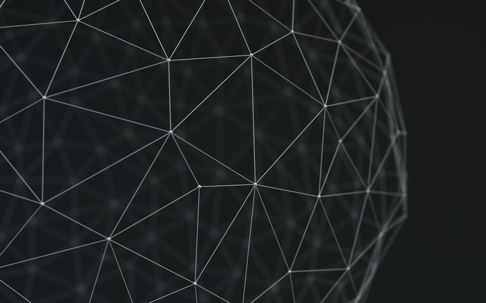 Abstract low poly sphere with connected nodes