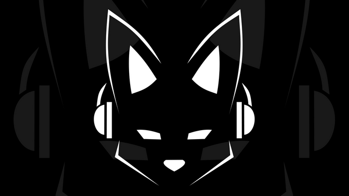 Lapfox minimalist fox wearing headphones