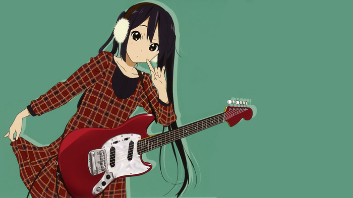 Nakano Azusa from K-ON! with a red guitar