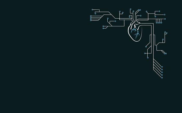 Minimalist circuit board heart illustration