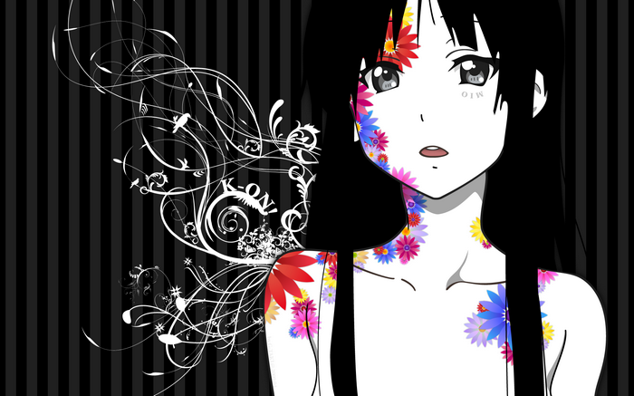 Anime girl with flowers, K-ON! Akiyama Mio