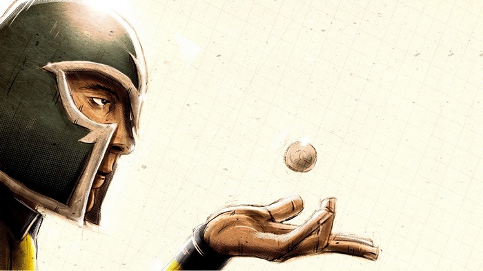 Magneto from X-Men tossing a coin