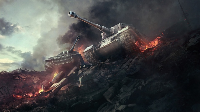 World of Tanks artwork with two tanks in battle