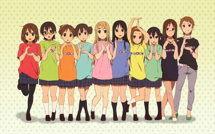 K-ON!, Hirasawa Yui, Kawaguchi Norimi, anime girls, Manabe Nodoka, Nakano Azusa, Sawako Yamanaka, Kotobuki Tsumugi, Suzuki Jun, Akiyama Mio, Tainaka Ritsu, Hirasawa Ui, anime