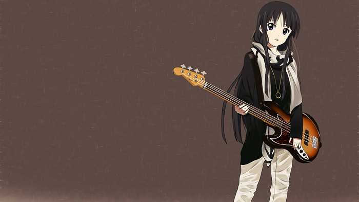 Akiyama Mio from K-ON! holding a bass guitar