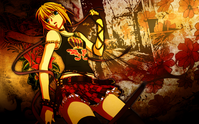 Saber from Fate Series with Crown and Rose Tattoo