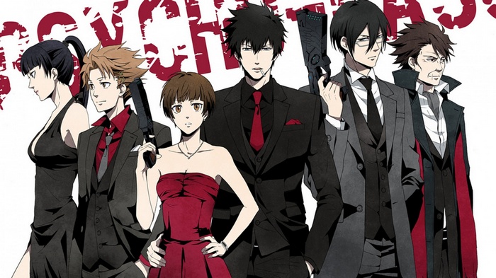 Psycho-Pass characters in suits and dresses