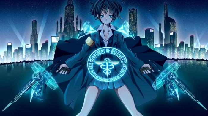 Akane Tsunemori with Lethal Eliminators in a City