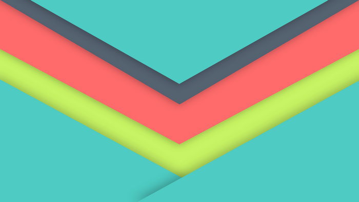 Abstract geometric pattern with teal, coral, and lime green layers