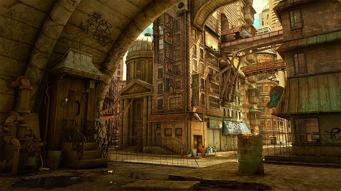 Tekkon Kinkreet, city, fantasy art, artwork, fantasy city, steampunk