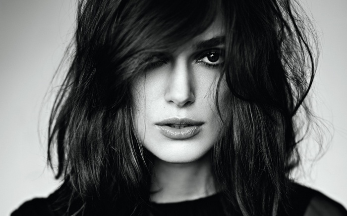 Monochrome portrait of Keira Knightley
