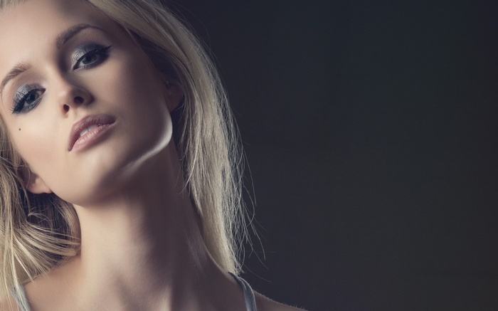 Blonde woman with makeup in a portrait