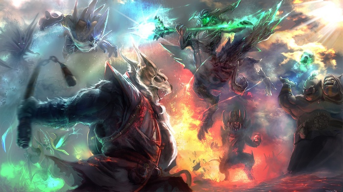 Dota 2 warriors in a fierce battle