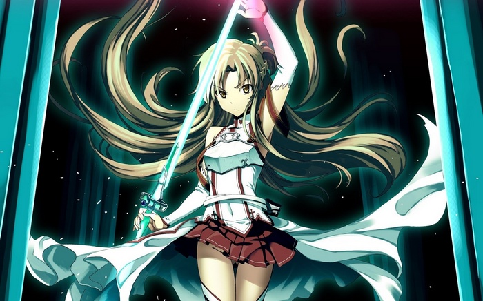 Asuna Yuuki with a glowing sword