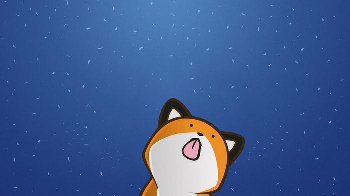 artwork, blue, stupid fox, minimalism, fox, animals