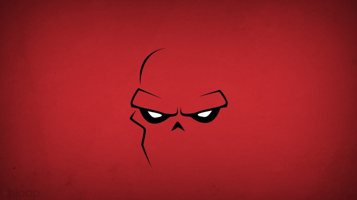 Red Skull minimalist illustration on red background