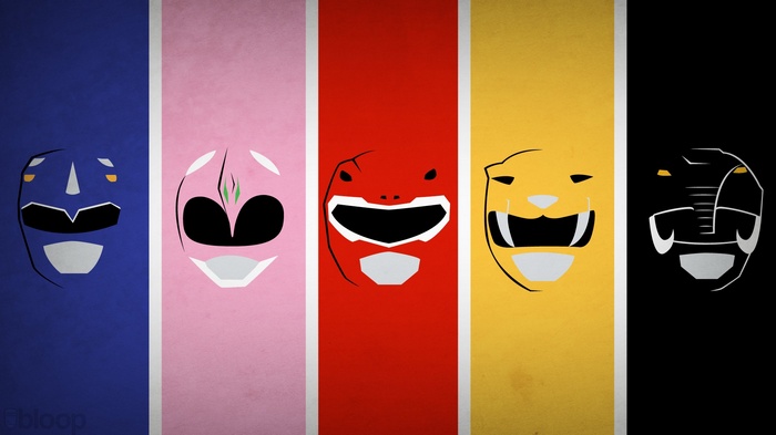 Minimalist Power Rangers Helmets Collage
