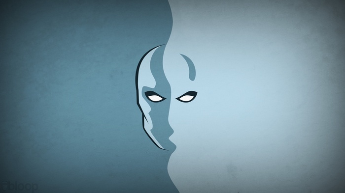 Minimalist artwork of Silver Surfer splitting in half