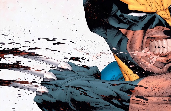Wolverine with bloody claws and mask