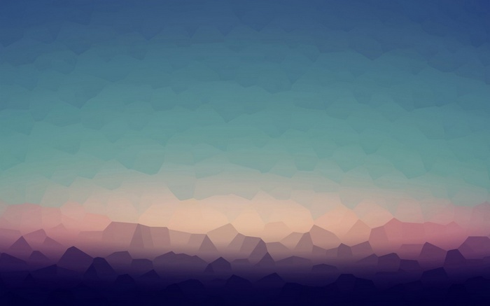 Abstract low poly mountains at sunset