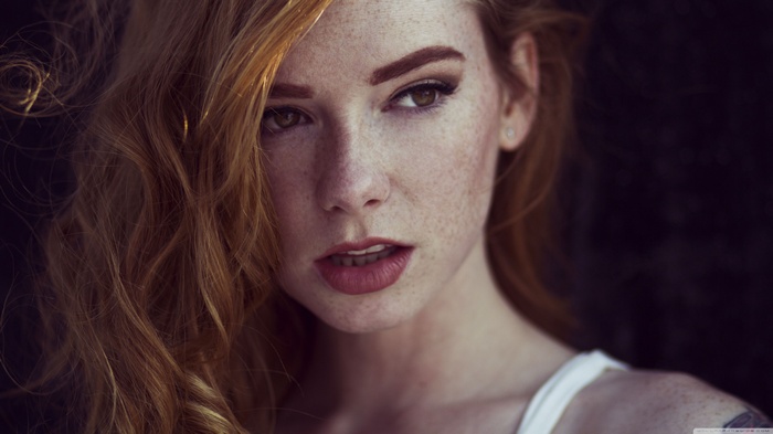 Hattie Watson portrait with freckles and red hair