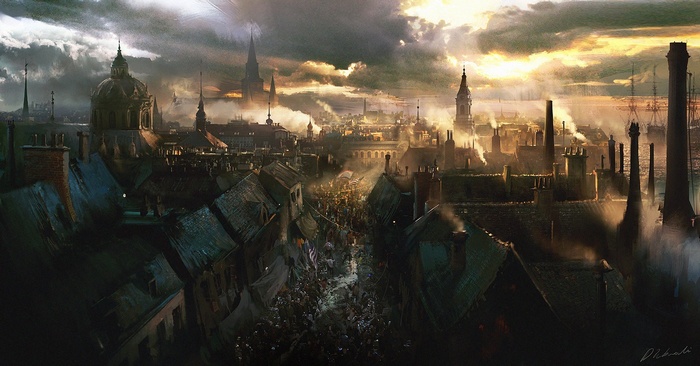 Darek Zabrocki's Industrial Cityscape with Riots