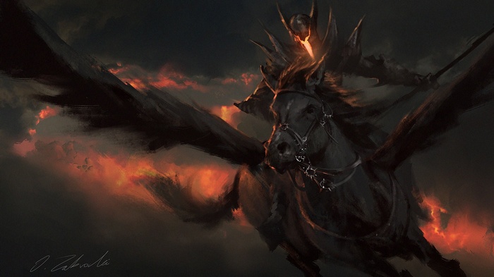 Darek Zabrocki's dark fantasy art of a winged horse