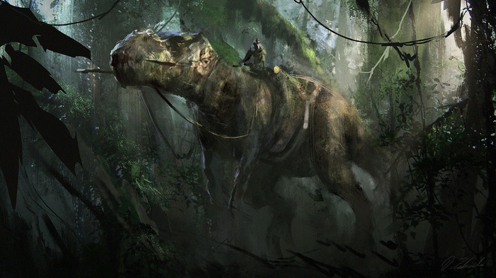 Darek Zabrocki's artwork of a dinosaur with a rider