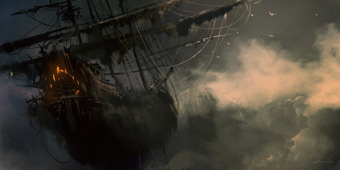 Darek Zabrocki's fantasy art of a ghostly ship