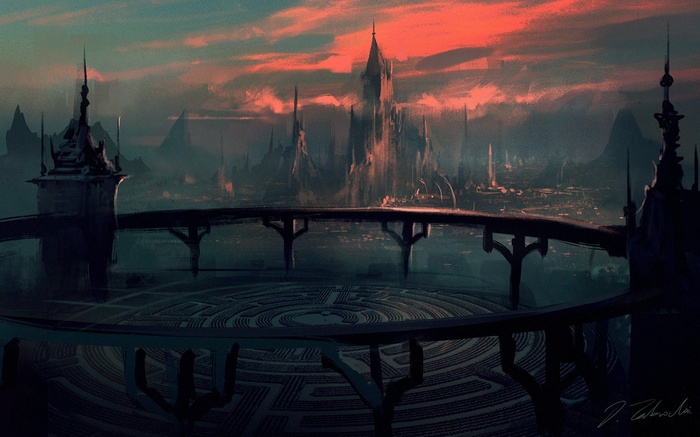 Darek Zabrocki fantasy art cityscape with maze