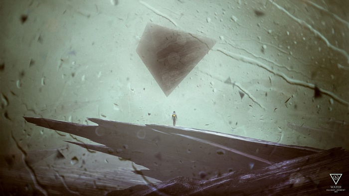Kuldar Leement's abstract artwork with a figure and a floating object