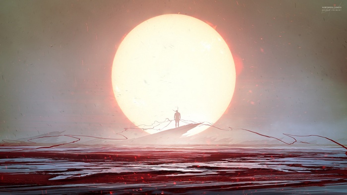 Kuldar Leement with a large sun in the background