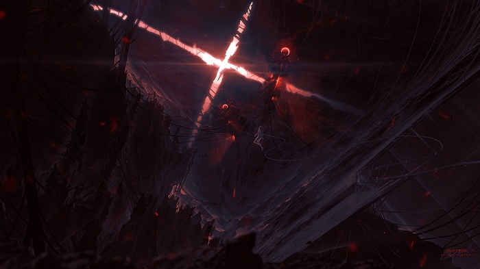 Kuldar Leement fantasy art with red wires and zero gravity
