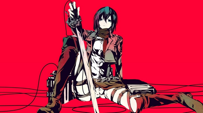 Mikasa Ackerman from Attack on Titan with sword