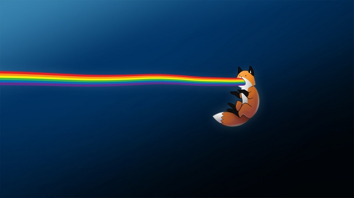 minimalism, rainbows, blue, fox, stupid fox