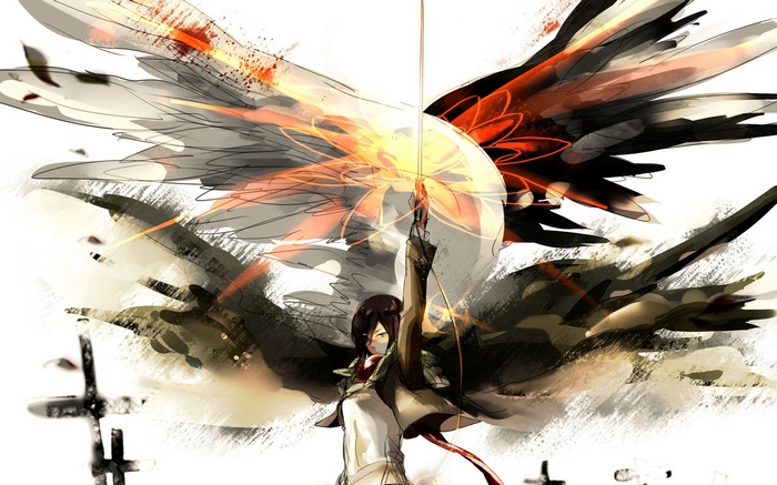 Mikasa Ackerman with Angelic Wings