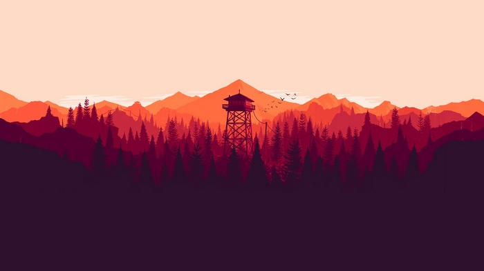 Firewatch Fire Lookout Tower in a Minimalist Forest Landscape