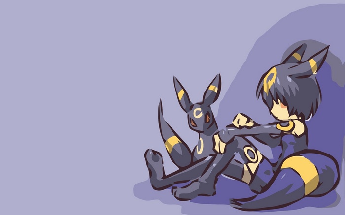 Umbreon and a girl sitting