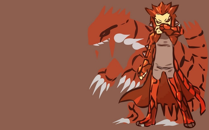 Groudon and human character in red armor