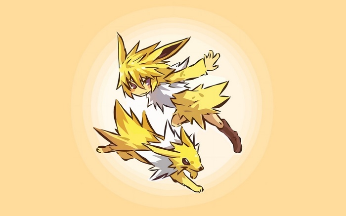 Two Jolteon Gijinkas in a circle