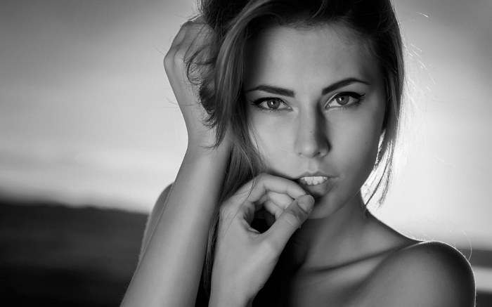 Monochrome portrait of a woman, model